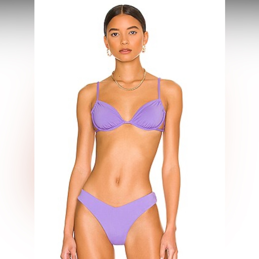 Purple Ruched Underwire Bikini Top
